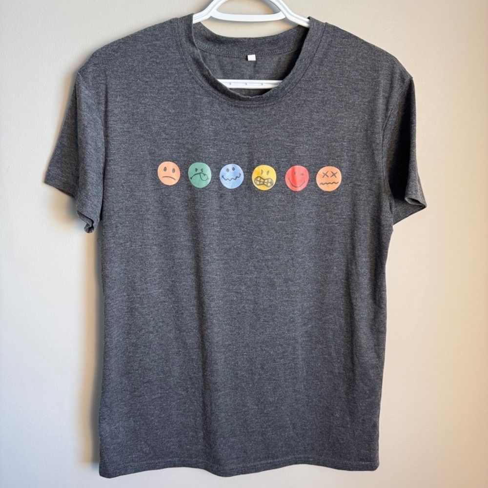 It's Okay To Feel All The Feels Graphic T-Shirt Charcoal Grey Short Sleeve Small